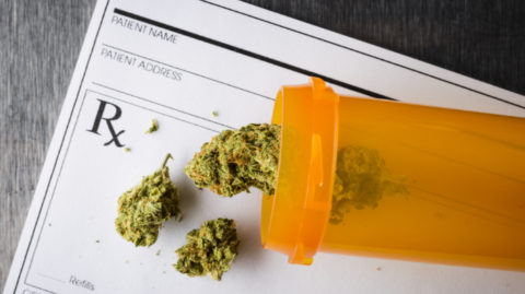 Medical marijuana on top of prescription pad